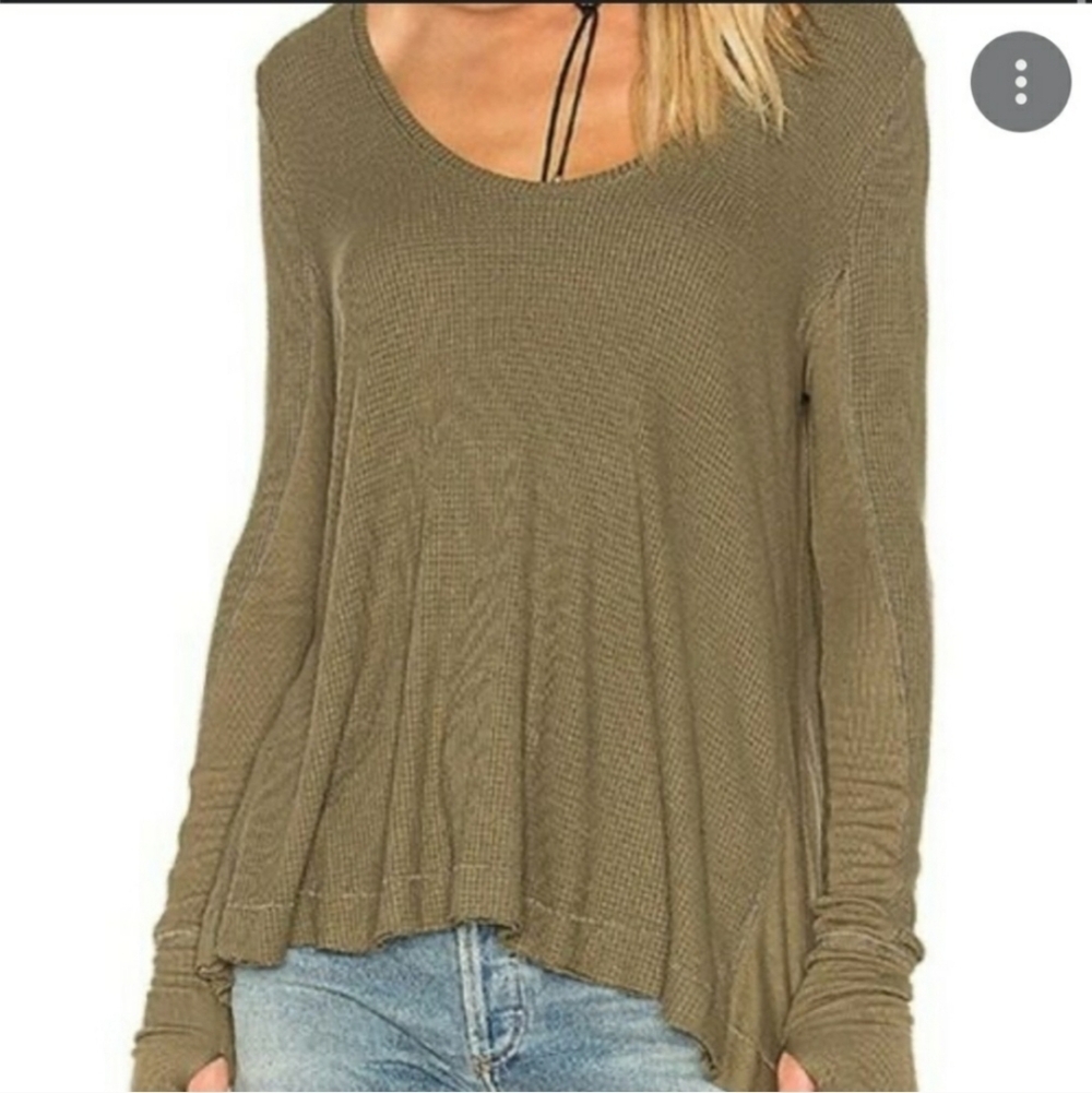 Free People Green High Low Malibu Flowy Thermal